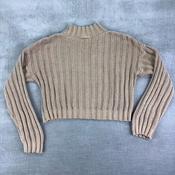 Vintage Sweater Women’s S Brown Turtleneck Cable knit Cropped Made in USA - Picture 5 of 8